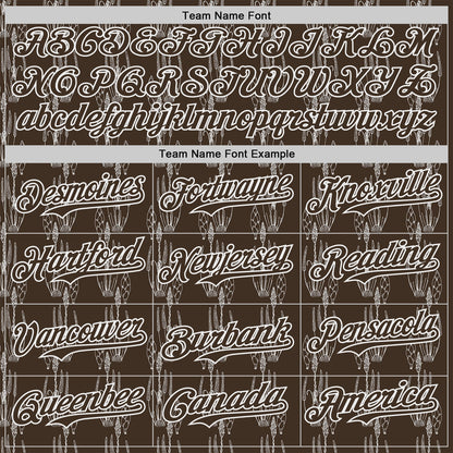 Custom Brown-White Botanical Leaves Authentic Baseball Jersey