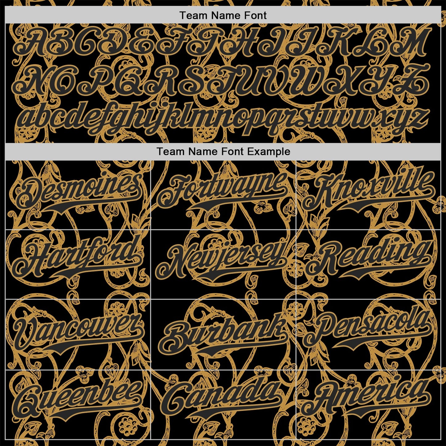 Custom Black-Old Gold Baroque Floral Scroll Authentic Baseball Jersey