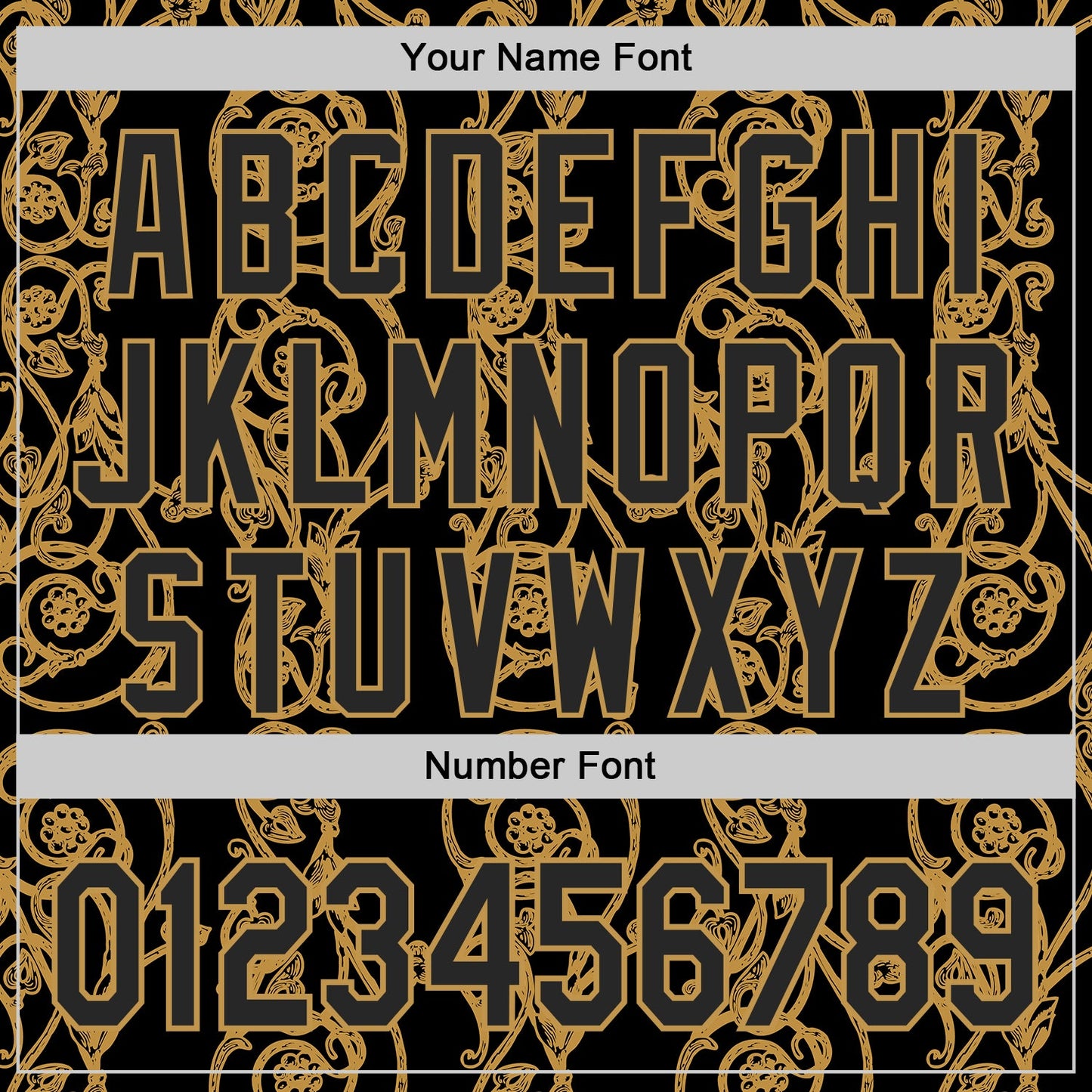 Custom Black-Old Gold Baroque Floral Scroll Authentic Baseball Jersey