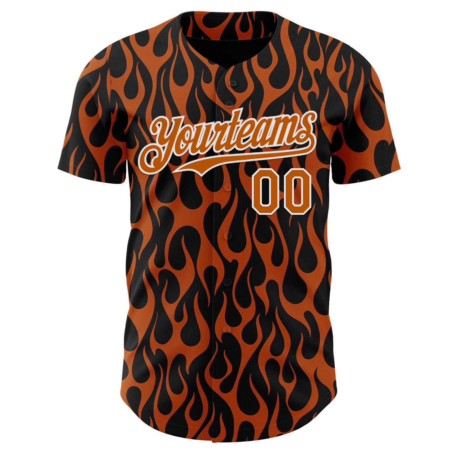 Custom Black Texas Orange-White Floral Authentic Baseball Jersey