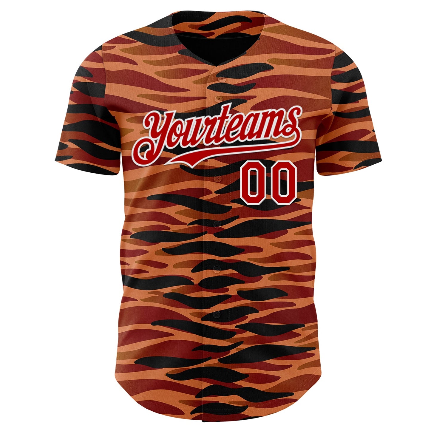 Custom Black Red-White Zebra Tiger Stripe Authentic Baseball Jersey