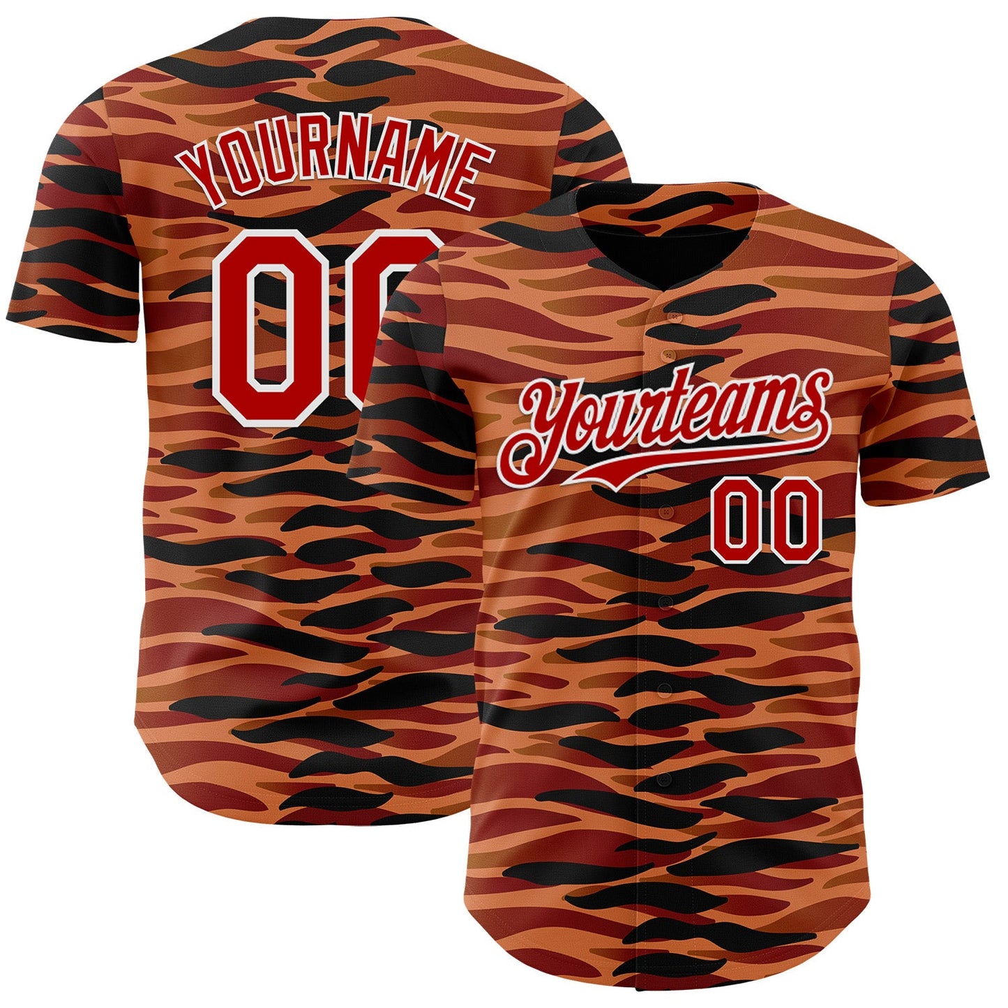 Custom Black Red-White Zebra Tiger Stripe Authentic Baseball Jersey