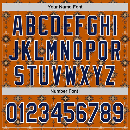 Custom Texas Orange Navy-White Tribal Ethnic Authentic Baseball Jersey