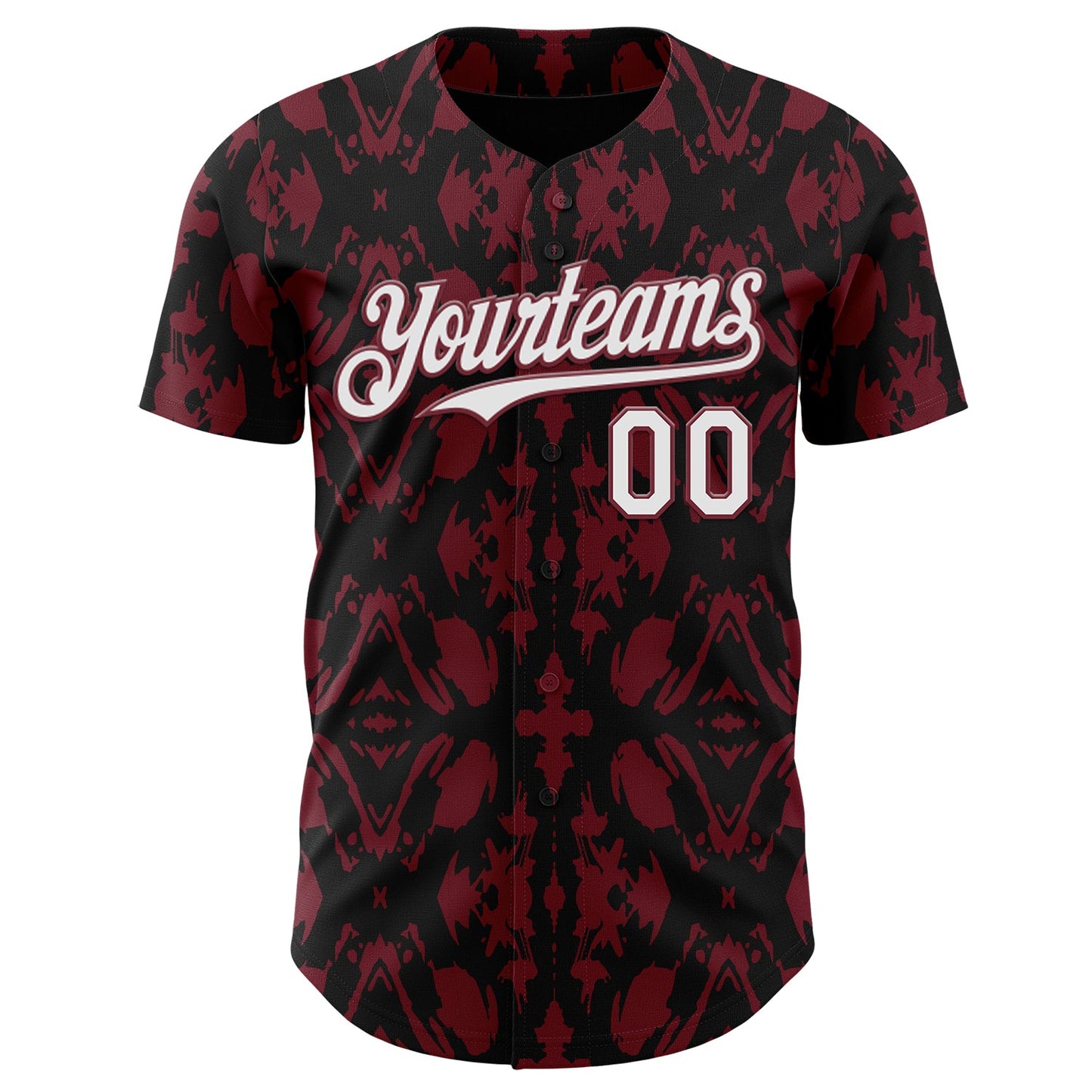 Custom Black White-Burgundy Abstract Authentic Baseball Jersey