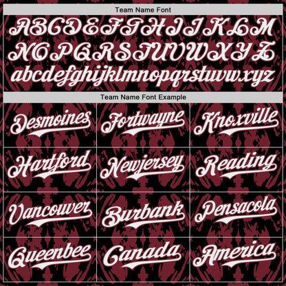 Custom Black White-Burgundy Abstract Authentic Baseball Jersey
