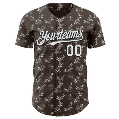 Custom Steel Gray White-Black Baroque Floral Scroll Authentic Baseball Jersey
