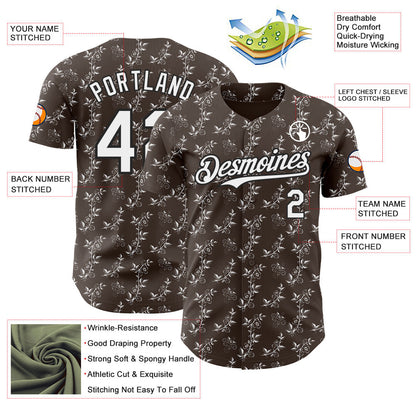Custom Steel Gray White-Black Baroque Floral Scroll Authentic Baseball Jersey