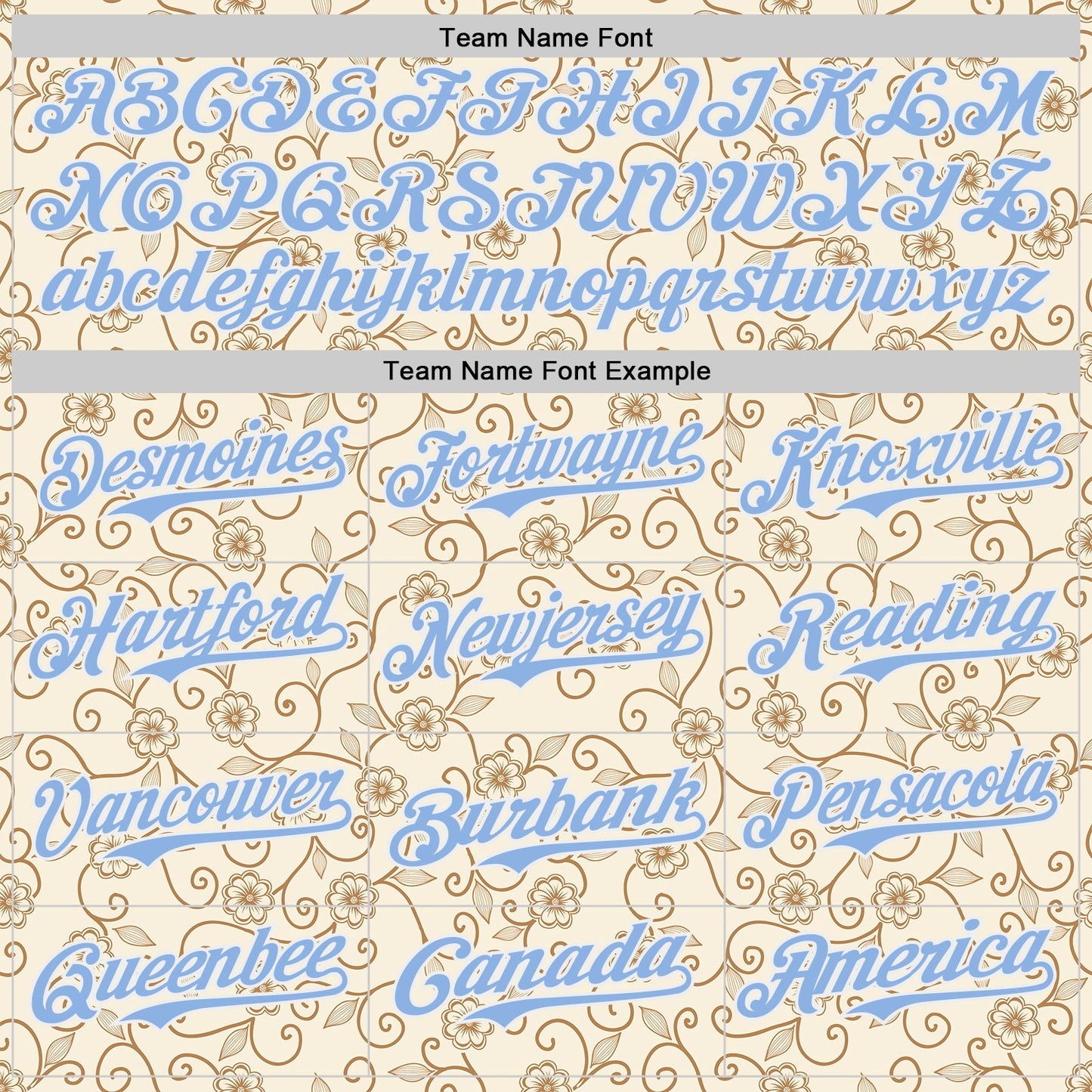Custom Cream Light Blue-White Baroque Floral Scroll Authentic Baseball Jersey