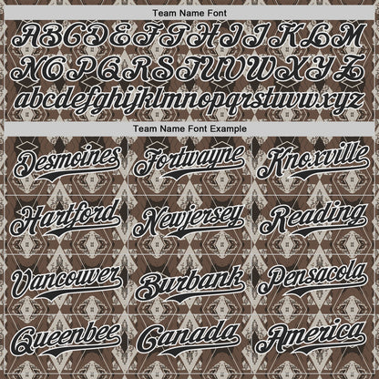Custom Brown Black-White Geometric Ethnic Authentic Baseball Jersey