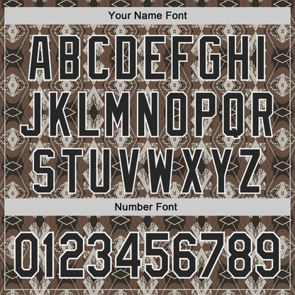Custom Brown Black-White Geometric Ethnic Authentic Baseball Jersey