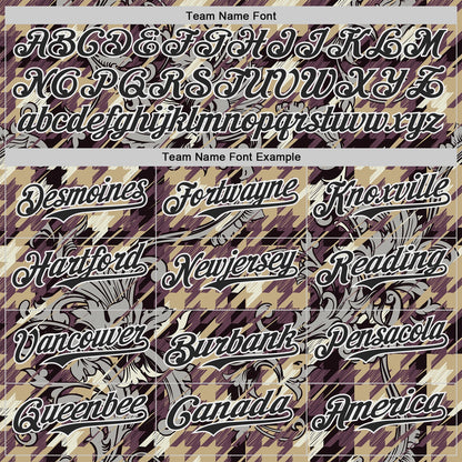 Custom Brown Black-White Baroque Floral Scroll Authentic Baseball Jersey