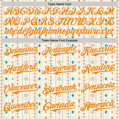 Custom Cream Bay Orange-White Geometric Ethnic Authentic Baseball Jersey