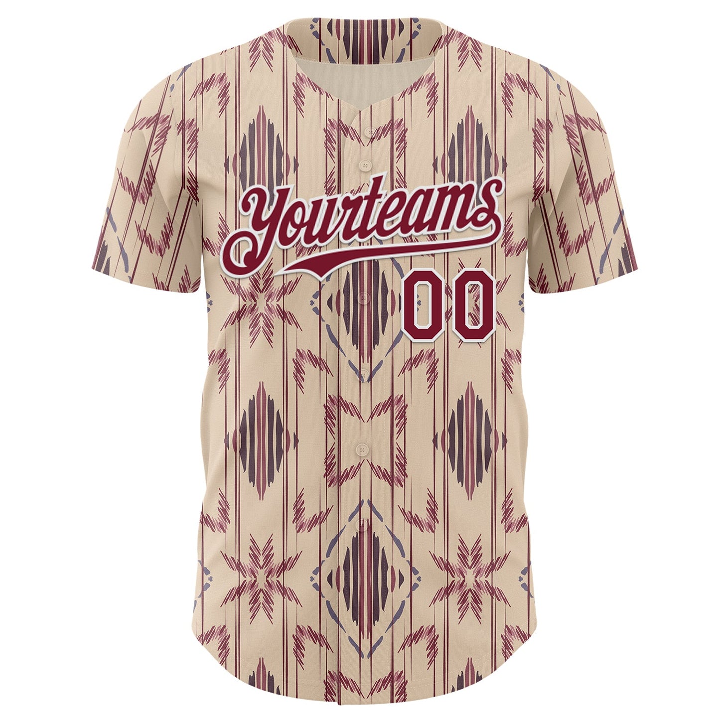 Custom City Cream Crimson-White Geometric Ethnic Authentic Baseball Jersey