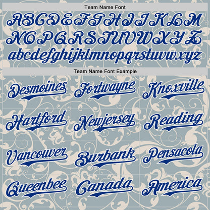 Custom Blue Royal-White Baroque Floral Scroll Authentic Baseball Jersey