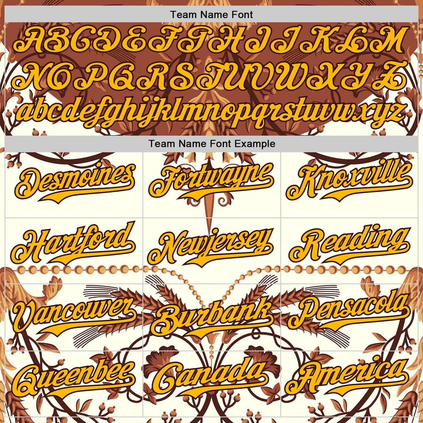 Custom Brown-Gold Baroque Floral Scroll Authentic Baseball Jersey