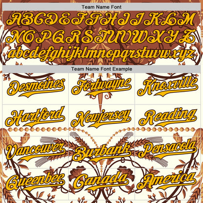 Custom Brown-Gold Baroque Floral Scroll Authentic Baseball Jersey