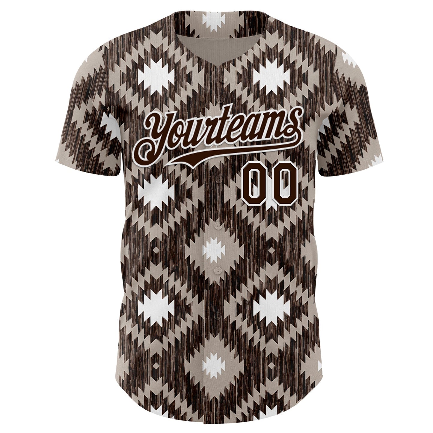 Custom Brown-White Geometric Ethnic Authentic Baseball Jersey
