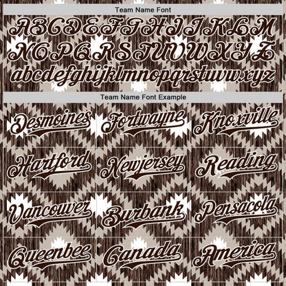 Custom Brown-White Geometric Ethnic Authentic Baseball Jersey