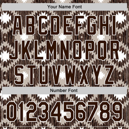 Custom Brown-White Geometric Ethnic Authentic Baseball Jersey