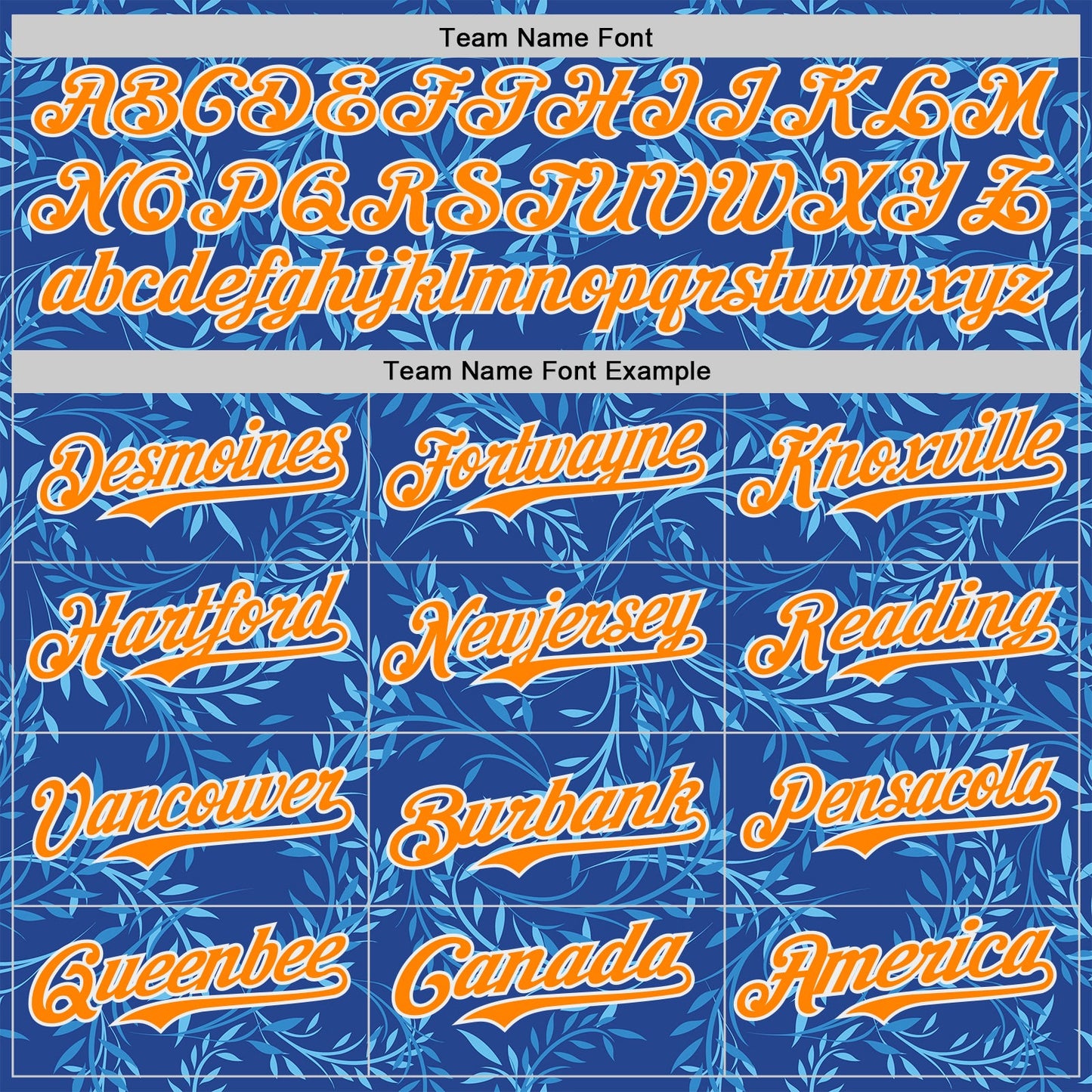 Custom Blue Bay Orange-White Baroque Floral Scroll Authentic Baseball Jersey