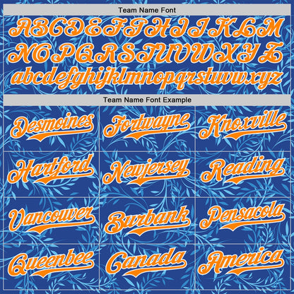 Custom Blue Bay Orange-White Baroque Floral Scroll Authentic Baseball Jersey