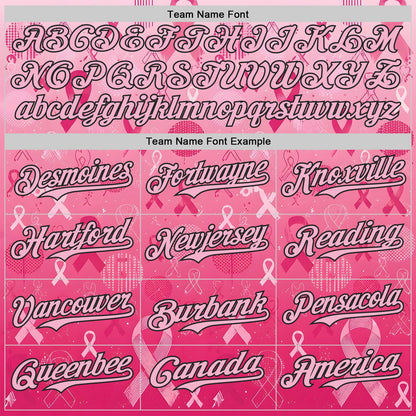 Custom Pink Light Pink-Black Breast Cancer Awareness Pink Ribbon Authentic Baseball Jersey