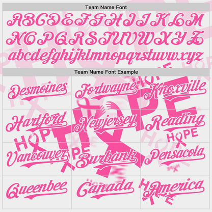 Custom White-Pink Breast Cancer Awareness Pink Ribbon Hope Authentic Baseball Jersey