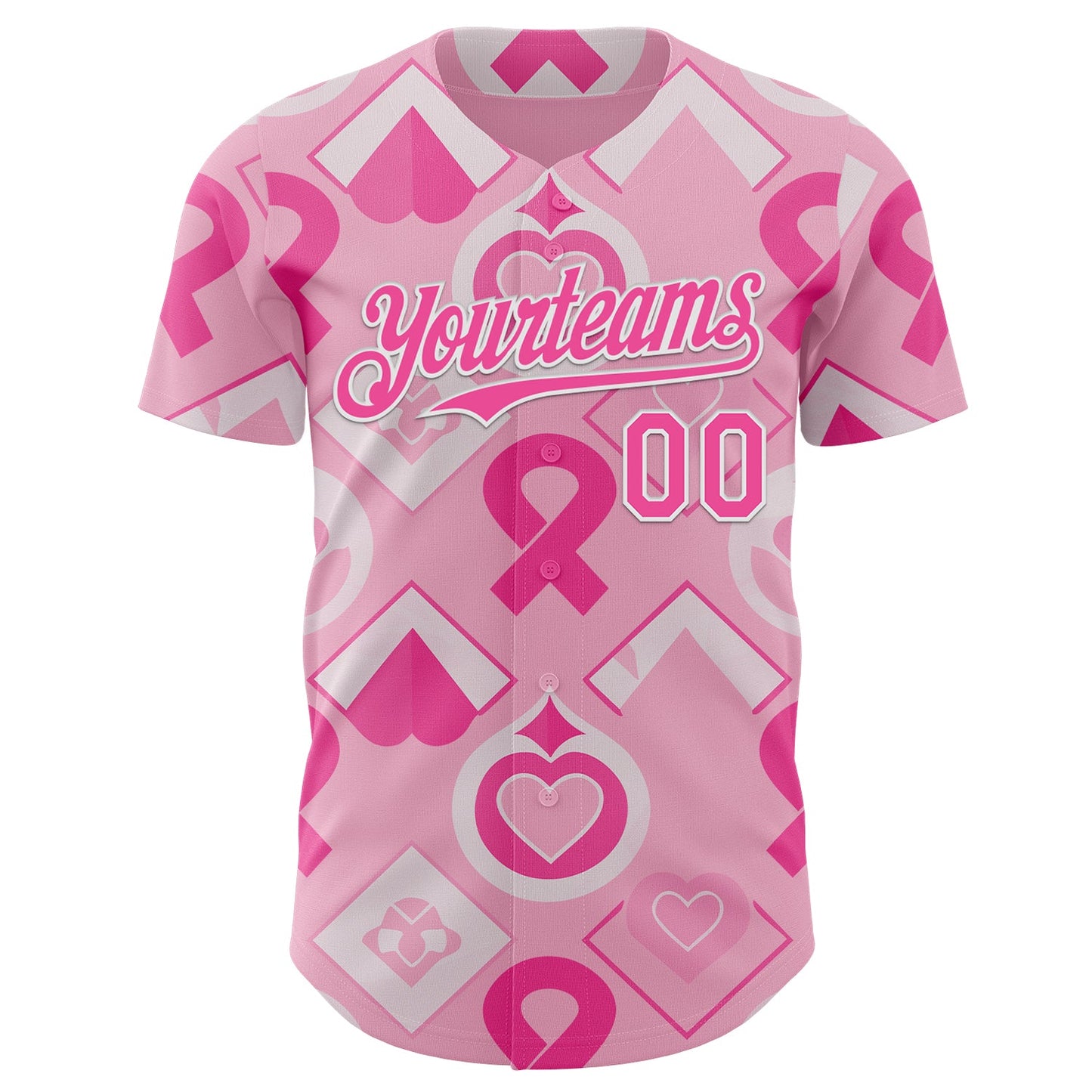 Custom Light Pink Pink-White Breast Cancer Awareness Pink Ribbon Authentic Baseball Jersey