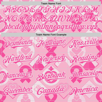 Custom Light Pink Pink-White Breast Cancer Awareness Pink Ribbon Authentic Baseball Jersey