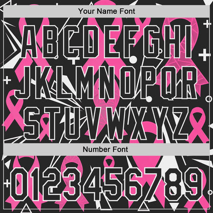 Custom Black Pink-White Breast Cancer Awareness Pink Ribbon Authentic Baseball Jersey