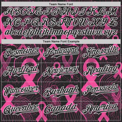 Custom Black Pink-White Breast Cancer Awareness Pink Ribbon Authentic Baseball Jersey