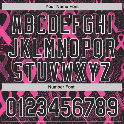 Custom Black Pink-White Breast Cancer Awareness Pink Ribbon Authentic Baseball Jersey