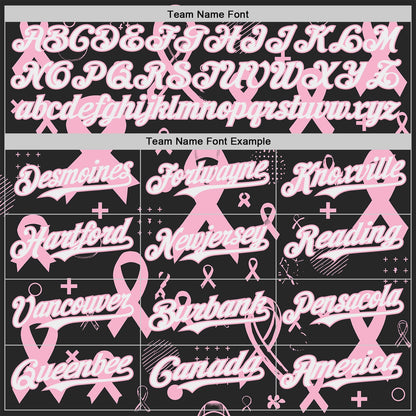 Custom Black White-Light Pink Breast Cancer Awareness Pink Ribbon Authentic Baseball Jersey