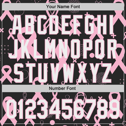 Custom Black White-Light Pink Breast Cancer Awareness Pink Ribbon Authentic Baseball Jersey