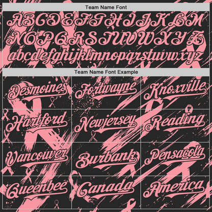 Custom Black-Medium Pink Breast Cancer Awareness Fight Pink Ribbon Authentic Baseball Jersey