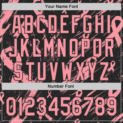 Custom Black-Medium Pink Breast Cancer Awareness Fight Pink Ribbon Authentic Baseball Jersey
