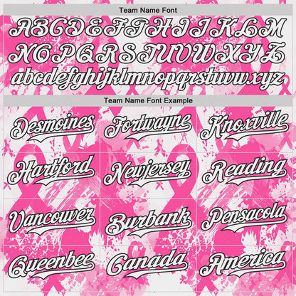Custom White Pink-Black Breast Cancer Awareness Fight Pink Ribbon Authentic Baseball Jersey