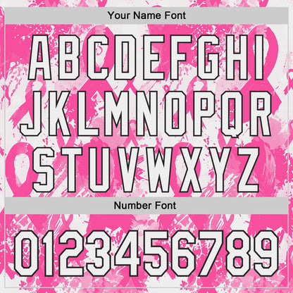 Custom White Pink-Black Breast Cancer Awareness Fight Pink Ribbon Authentic Baseball Jersey