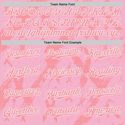 Custom Light Pink Medium Pink-White Breast Cancer Awareness Fight Pink Ribbon Authentic Baseball Jersey