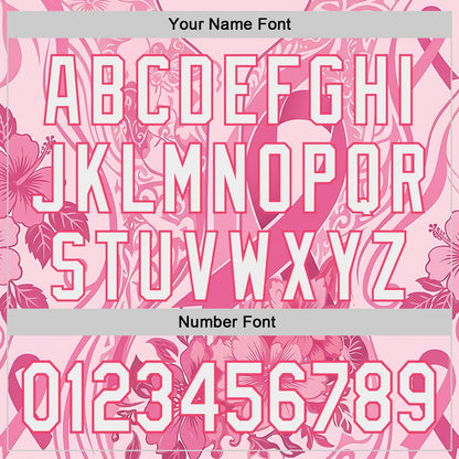 Custom Pink White-Neon Pink Breast Cancer Awareness Pink Ribbon Floral Authentic Baseball Jersey
