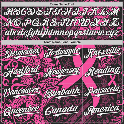 Custom Black White-Pink Breast Cancer Awareness Pink Ribbon Floral Authentic Baseball Jersey