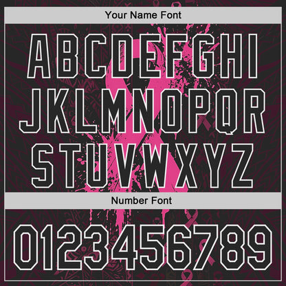 Custom Black Red-White Breast Cancer Awareness Fight Pink Ribbon Authentic Baseball Jersey