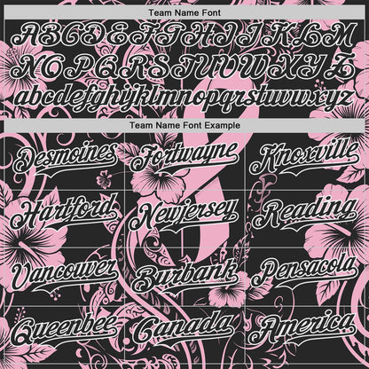 Custom Black Light Pink-White Breast Cancer Awareness Pink Ribbon Floral Authentic Baseball Jersey