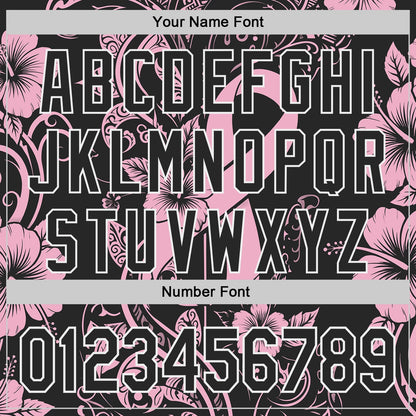 Custom Black Light Pink-White Breast Cancer Awareness Pink Ribbon Floral Authentic Baseball Jersey