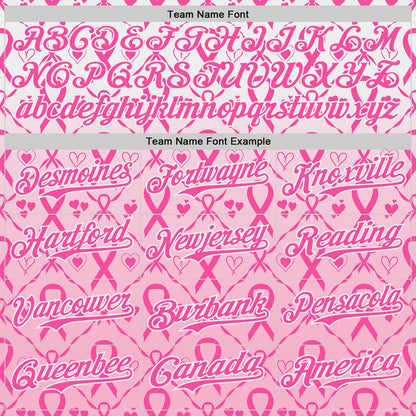 Custom White-Pink Breast Cancer Awareness Support Pink Ribbon Authentic Baseball Jersey