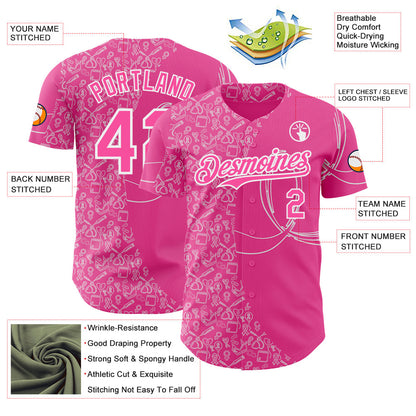 Custom Pink-White Breast Cancer Awareness Support Pink Ribbon Authentic Baseball Jersey