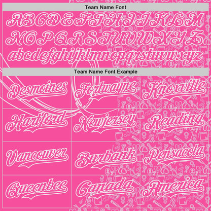 Custom Pink-White Breast Cancer Awareness Support Pink Ribbon Authentic Baseball Jersey