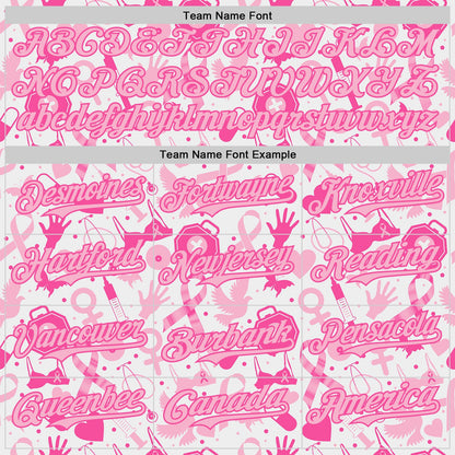 Custom White Light Pink-Pink Breast Cancer Awareness Support Pink Ribbon Authentic Baseball Jersey