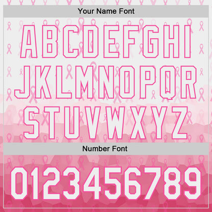 Custom White-Pink Breast Cancer Awareness Pink Ribbon Gradient Authentic Baseball Jersey