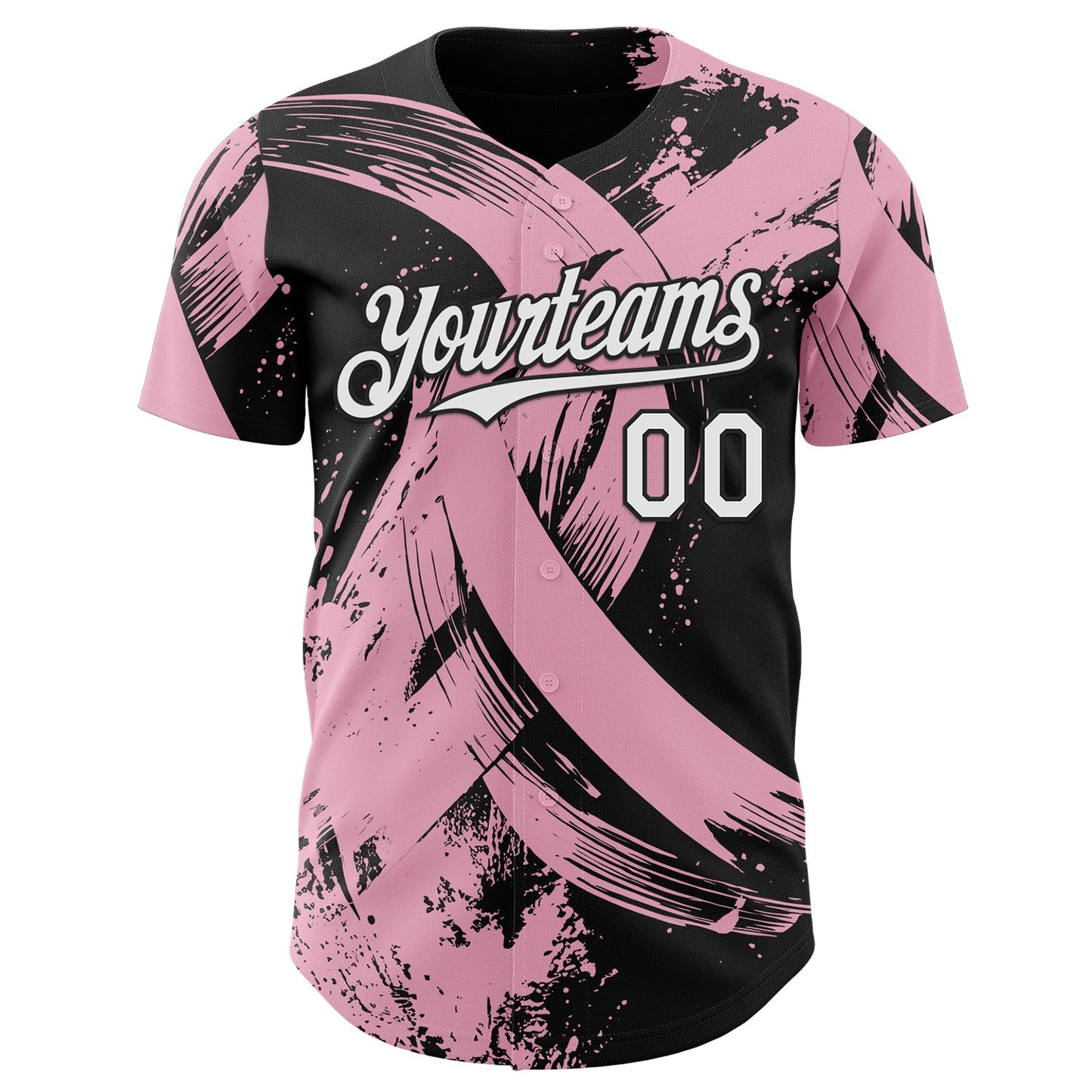 Custom Black White-Light Pink Breast Cancer Awareness Fight Pink Ribbon Authentic Baseball Jersey